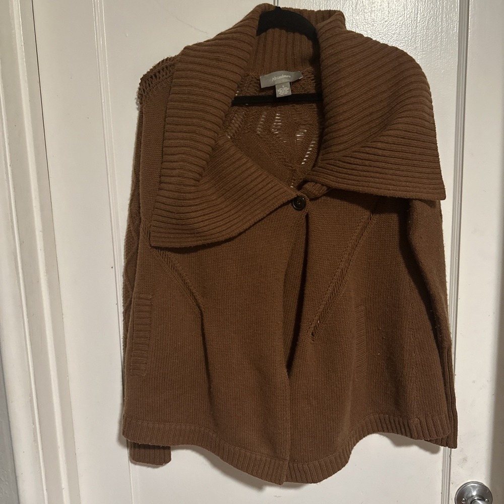 Ply Cashmere Brown Sz Small Cashmere Wool Button Cardigan Sweater